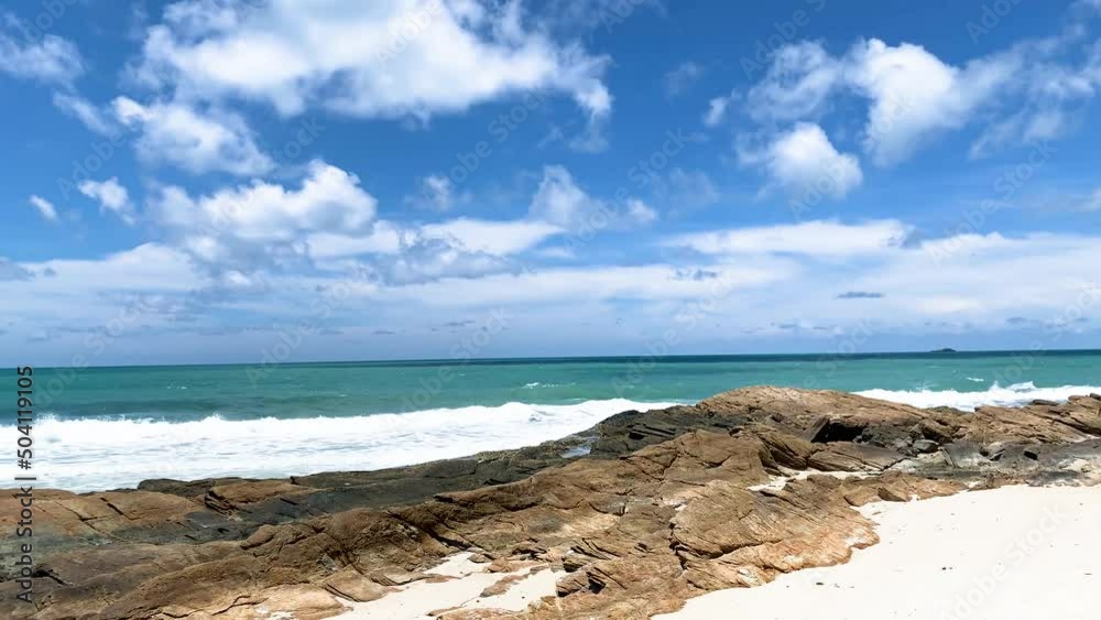 Blue sky, white sand beach, clear sea in summer season Blue sky, white sand beach, clear sea in summer season