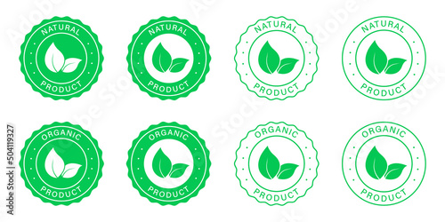 Gmo Free Emblems Set. Healthy Natural Product Silhouette and Line Label. Organic Bio Product and Non Gmo Green Badge. 100 Percent Ecology Vegan Food. Isolated Vector Illustration