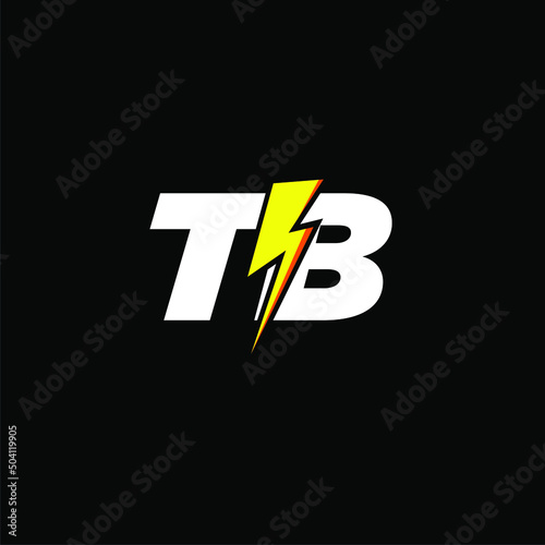 TB initial monogram logo for gaming with Gemoteric line thunder shape style design on isolated background