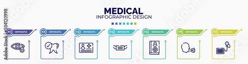 infographic for medical concept. vector infographic template with icons and 7 option or steps. included conjunctivitis, healthy tooth, medical card, medical mask, handbook, sneeze, tensiometer