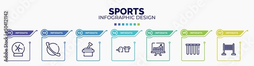 infographic for sports concept. vector infographic template with icons and 7 option or steps. included plasma ball, saturn, sandbox, hand puppet, pitch, tubes, finish line editable vector.
