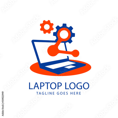Computer logo design. Pc fix, repair icon. Computer maintenance service. Coding, software. Computer tech shop. Computer help logotype badge, brand logo, name symbol, sign, emblem. Vector illustration.