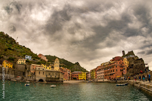 Italy, Liguria, La Spezia, Levanto, 5 lands, Vernazza the port with its boats