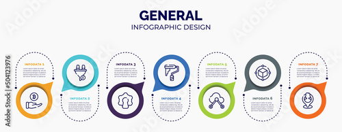 infographic for general concept. vector infographic template with icons and 7 option or steps. included initial coin offering, lead conversion, open source, painting work, internet of, model
