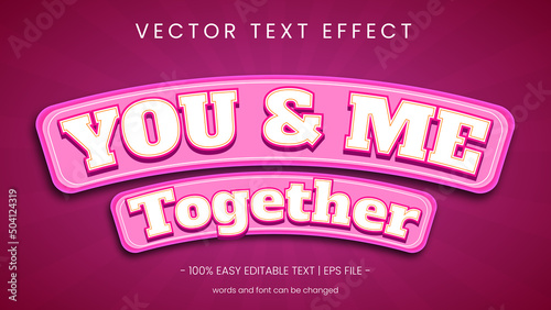 you and me text effect with rectangle editable