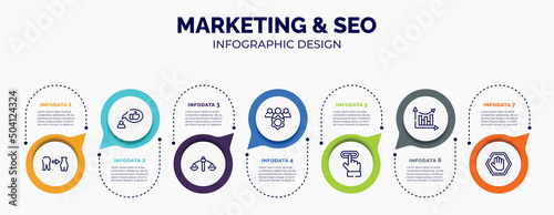 infographic for marketing & seo concept. vector infographic template with icons and 7 option or steps. included weight loss, recommendation, feasibility, team management, subscription, analytic
