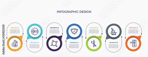 infographic for concept. vector infographic template with icons and 7 option or steps. included blood test, travelling, coronavirus, protected, cutlery, microscope, doorknob for abstract