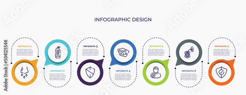 infographic for concept. vector infographic template with icons and 7 option or steps. included runny e, cleaning liquid, antivirus, cell, patient, biology, protection for abstract background.