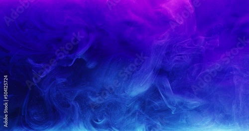 Color smoke texture. Glitter ink swirl. Magic air wave. Intro overlay. Neon blue pink sparkling dust mist flow on dark abstract background shot on RED Cinema camera.