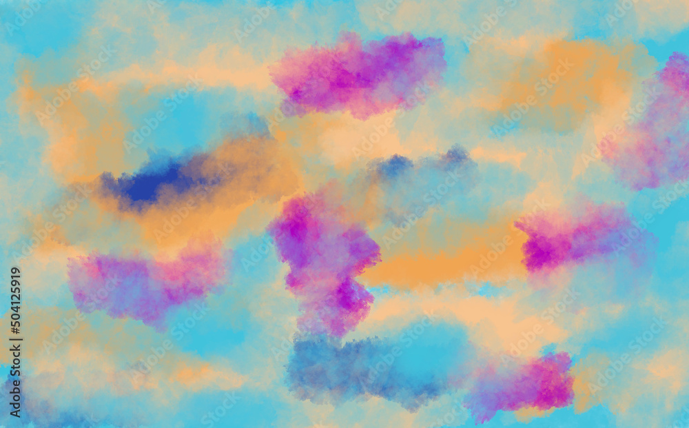blue, pink, peach watercolor abstract background