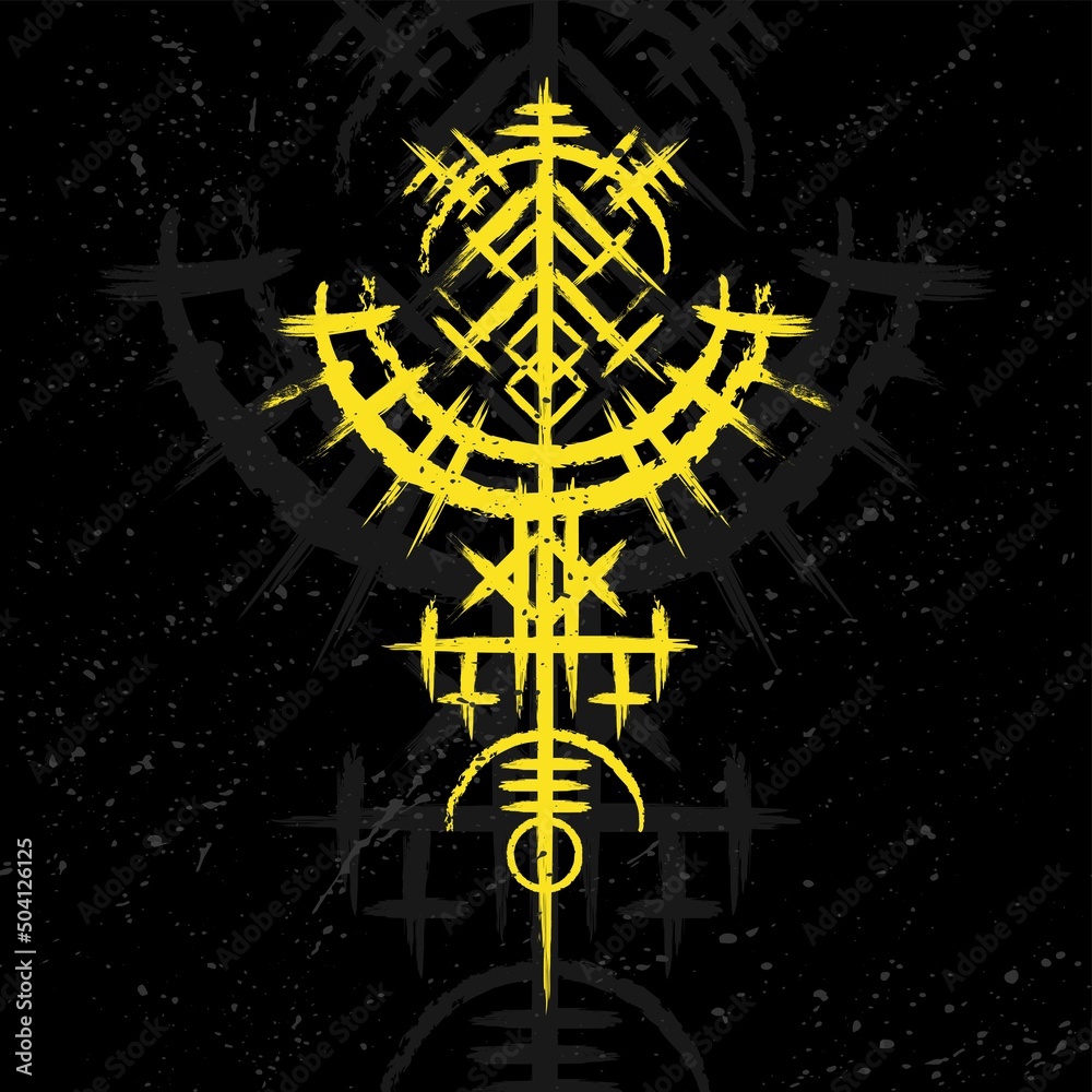 Scandinavian viking yellow symbol wallpaper Stock Vector | Adobe Stock