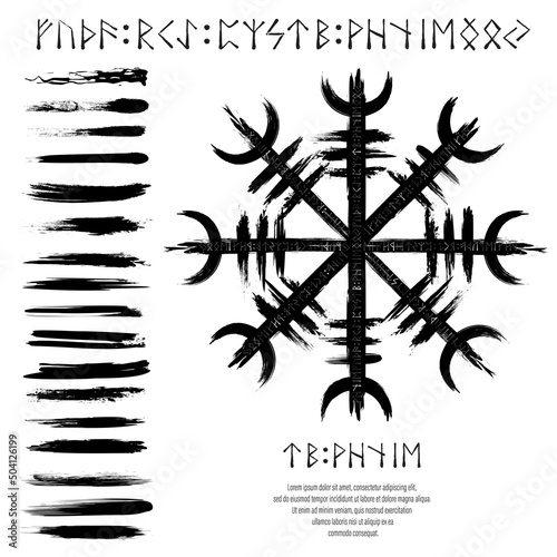 Runic viking black grunge symbol