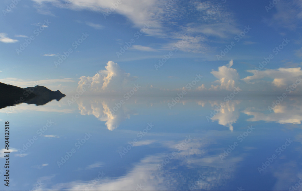 lake , blue sky , mirror
