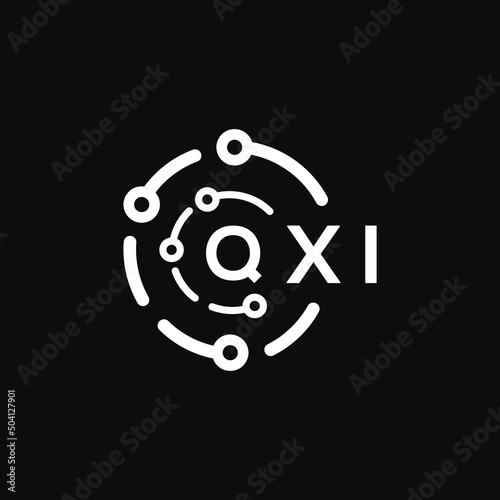 QXJ technology letter logo design on black background. QXJ creative initials technology letter logo concept. QXJ technology letter design. 