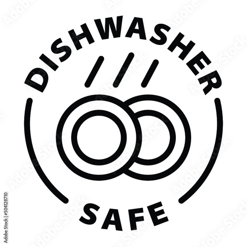 dishwasher safe black outline badge icon label isolated vector on transparent background photo