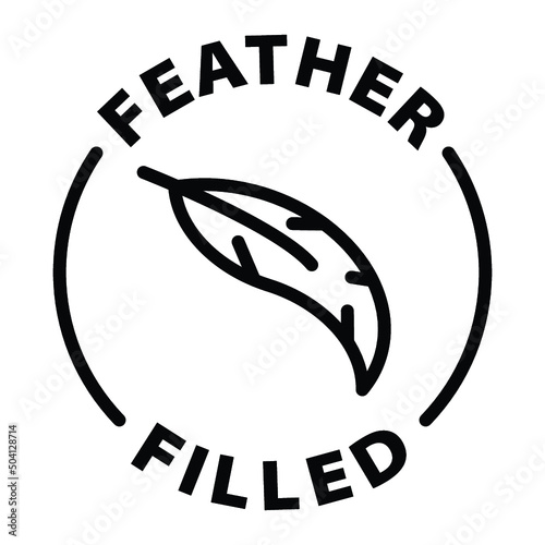 feather filled black outline badge icon label isolated vector on transparent background