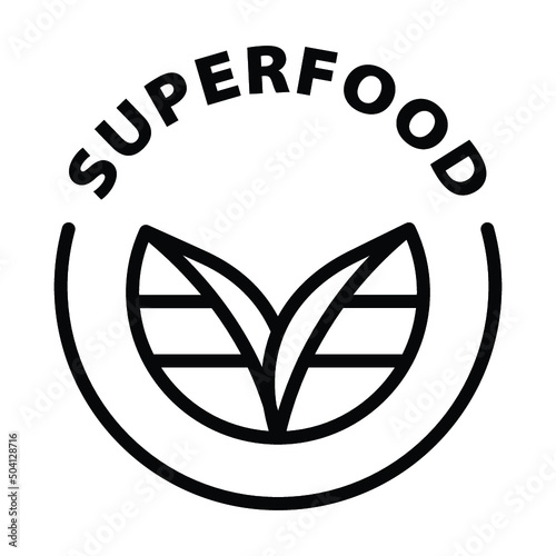 superfood black outline badge icon label isolated vector on transparent background photo