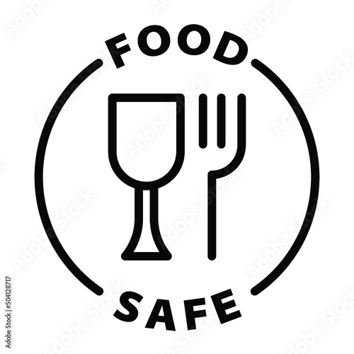food safe black outline badge icon label isolated vector on transparent background