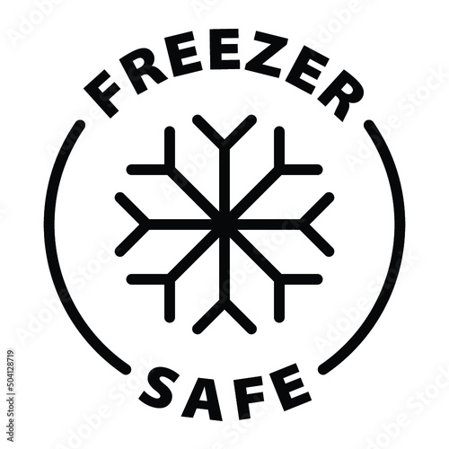 freezer safe black outline badge icon label isolated vector on transparent background