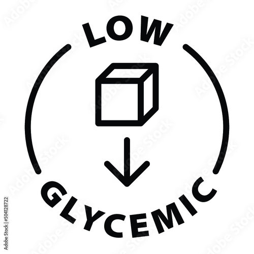 low glycemic index black outline badge icon label isolated vector on transparent background photo