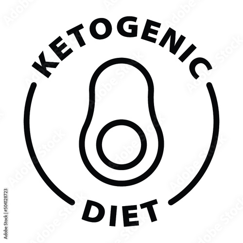 Ketogenic keto diet black outline badge icon label isolated vector on transparent background
