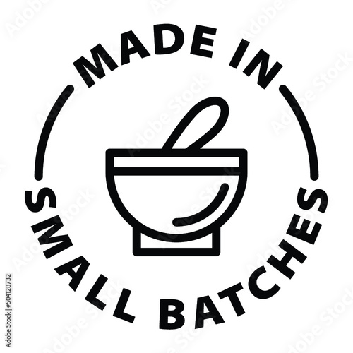 made in small batches black outline badge icon label isolated vector on transparent background