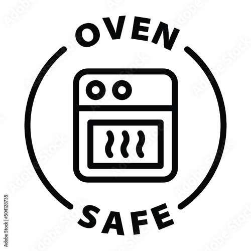 oven safe black outline badge icon label isolated vector on transparent background