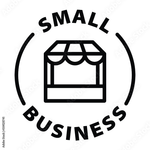 small business black outline badge icon label isolated vector on transparent background. small shop