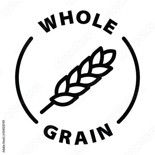 whole grain black outline badge icon label isolated vector on transparent background