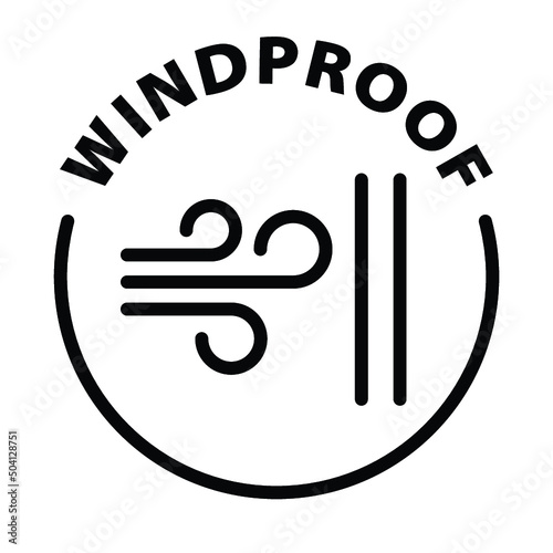windproof black outline badge icon label isolated vector on transparent background