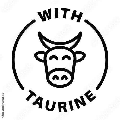 With taurine black outline badge icon label isolated vector on transparent background bull taurus photo