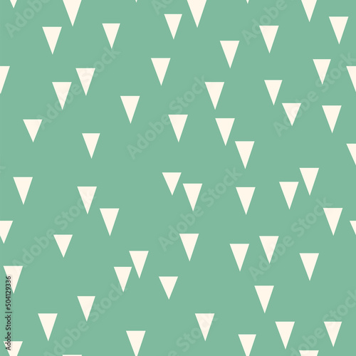 Boho style seamless background. Triangular elements at green blue background.