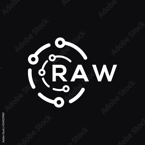 RAW technology letter logo design on black  background. RAW creative initials technology letter logo concept. RAW technology letter design.
