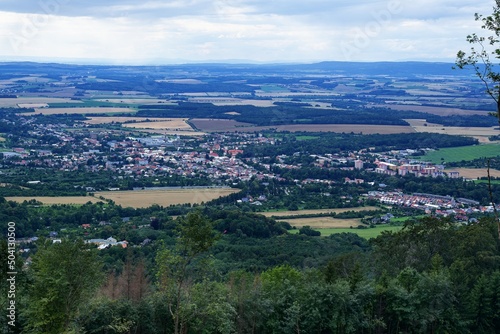 View of Bystrica under Hostyn from Hostyn hill. East Moravia. Europe.