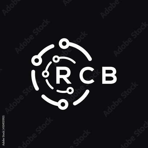 RCB technology letter logo design on black  background. RCB creative initials technology letter logo concept. RCB technology letter design. photo