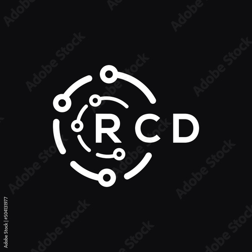 RCD technology letter logo design on black  background. RCD creative initials technology letter logo concept. RCD technology letter design. photo