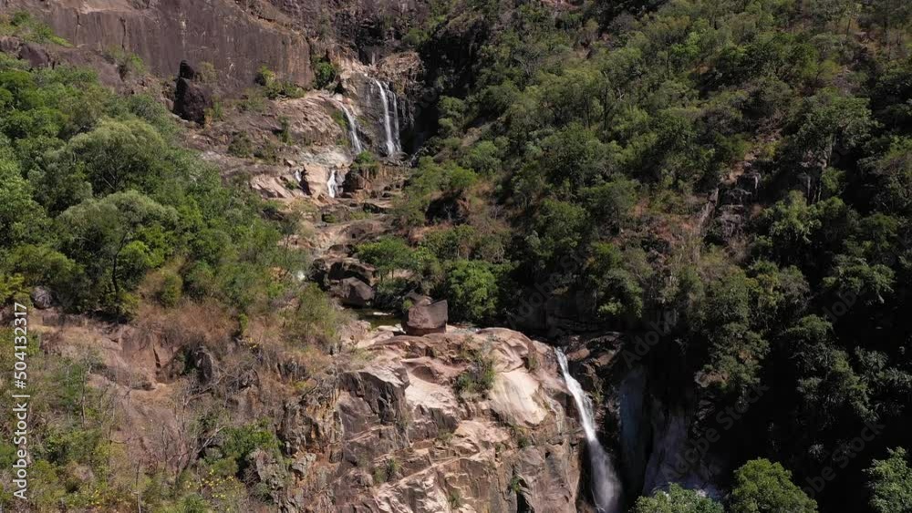 Jourama Falls in Paluma Range National Park aerial with waterfalls, Queensland Jourama Falls in Paluma Range National Park aerial with waterfalls, Queensland