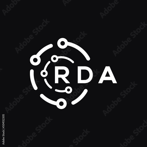 RDA technology letter logo design on black  background. RDA creative initials technology letter logo concept. RDA technology letter design.
