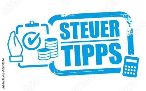 Steuern sparen - Steuer Tipps - Stempel mit deutschem Text