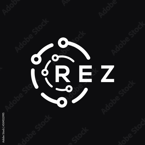 REZ technology letter logo design on black  background. REZ creative initials technology letter logo concept. REZ technology letter design.
 photo