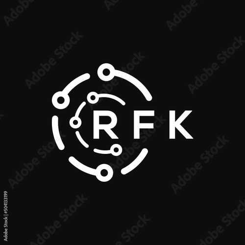 RFK technology letter logo design on black  background. RFK creative initials technology letter logo concept. RFK technology letter design.
 photo