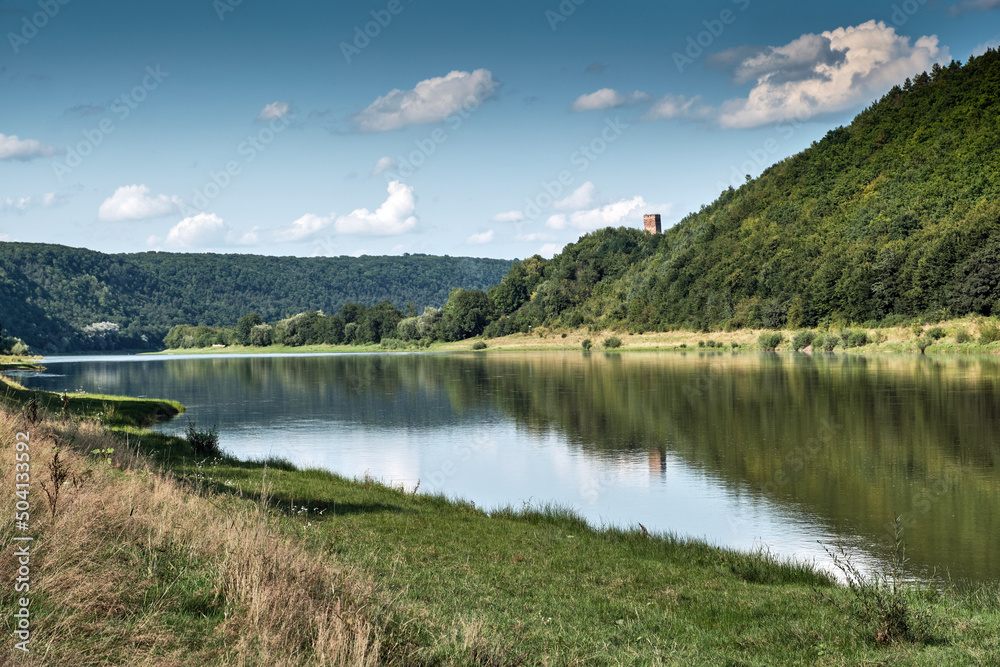 Dniester river landscape. National Nature Park Podilski Tovtry, the Dniester River, Ukraine.