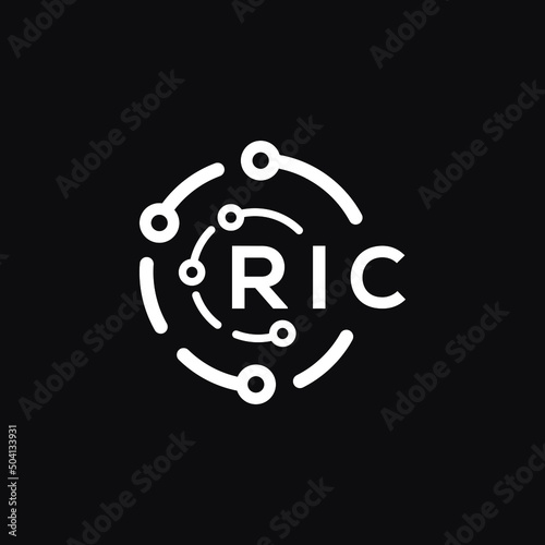 RIC letter logo design on black background. RIC creative initials letter logo concept. RIC letter design. 