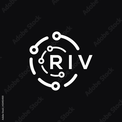 RIV letter logo design on black background. RIV creative initials letter logo concept. RIV letter design.
 photo