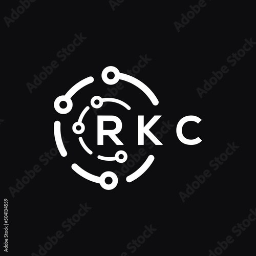 RKC technology letter logo design on black background. RKC creative initials technology letter logo concept. RKC technology letter design. 