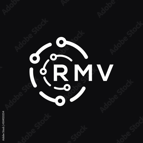 RMV technology letter logo design on black  background. RMV creative initials technology letter logo concept. RMV technology letter design.
 photo