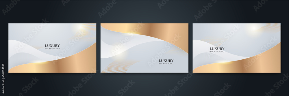 Obraz premium Set of modern elegant luxury white and gold abstract design background. Vector abstract graphic design banner pattern presentation background web template.