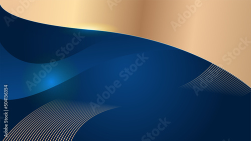 Abstract polygonal pattern luxury dark blue with gold background