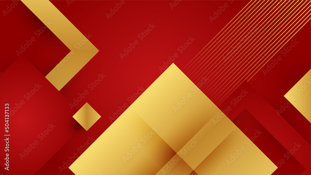 Fototapeta premium Abstract red and gold lines background