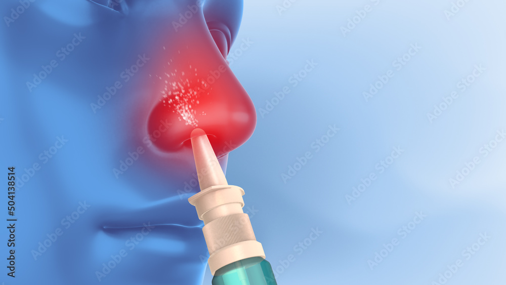 Clearing cold with decongestant nasal spray	